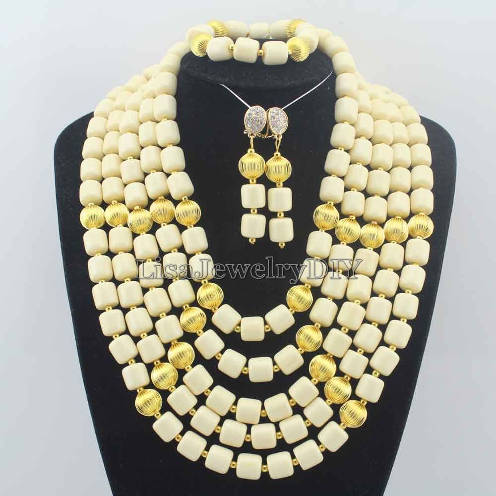 Classic Nigerian Wedding bride jewelry African Coral Beads Jewelry Set Costume Jewelry Sets dubai women necklace set  L1012