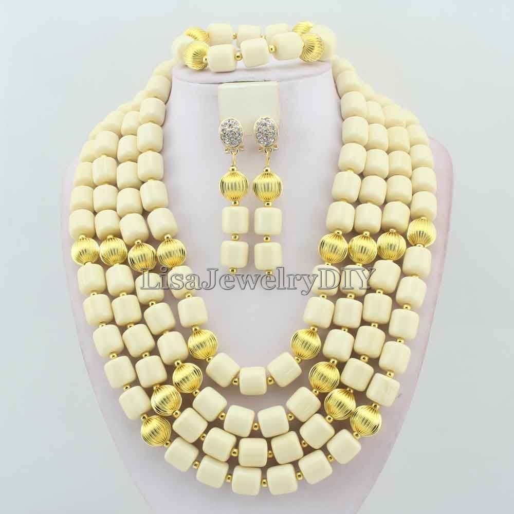 Classic Nigerian Wedding bride jewelry African Coral Beads Jewelry Set Costume Jewelry Sets dubai women necklace set  L1012