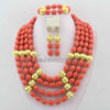 Classic Nigerian Wedding bride jewelry African Coral Beads Jewelry Set Costume Jewelry Sets dubai women necklace set  L1012