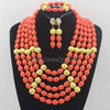 Classic Nigerian Wedding bride jewelry African Coral Beads Jewelry Set Costume Jewelry Sets dubai women necklace set  L1012