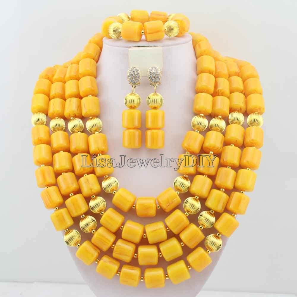 Classic Nigerian Wedding bride jewelry African Coral Beads Jewelry Set Costume Jewelry Sets dubai women necklace set  L1012