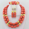 Classic Nigerian Wedding bride jewelry African Coral Beads Jewelry Set Costume Jewelry Sets dubai women necklace set  L1012