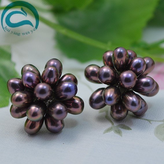 Classic Pearls Earrings ,Natural White Color Real Pearl Jewellery,Flower Earring ,Fashion Lady's Gift Wedding Party Jewelry