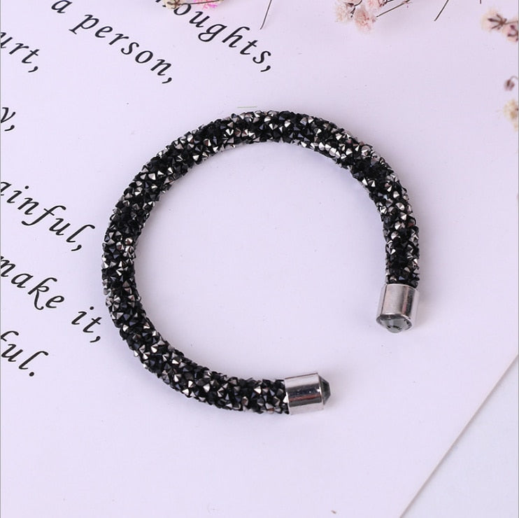 Classic Rolled Crystal Rocks Dust Cuff bracelet bangle with austrian crystals from for women bride wedding jewelry