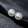 Classic Round High Bright 7-7.5mm Korean Natural Pearl Stud Earrings for Women 925 Sterling Silver Jewelry