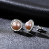 Classic Round High Bright 7-7.5mm Korean Natural Pearl Stud Earrings for Women 925 Sterling Silver Jewelry