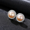 Classic Round High Bright 7-7.5mm Korean Natural Pearl Stud Earrings for Women 925 Sterling Silver Jewelry