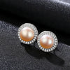 Classic Round High Bright 7-7.5mm Natural Pearl Stud Earrings for Women 925 Sterling Silver Jewelry Hot001