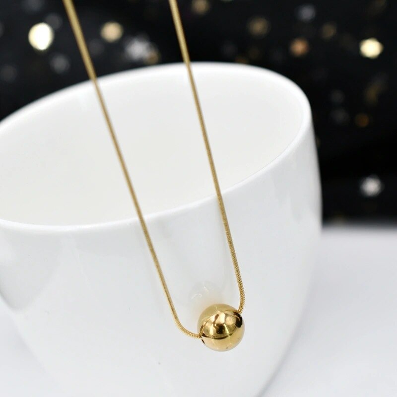 Classic Simple Ball Pendant Titanium Steel Short Necklace For Woman Korean Jewelry Girl&#39;s Accessories Clavicle Chain