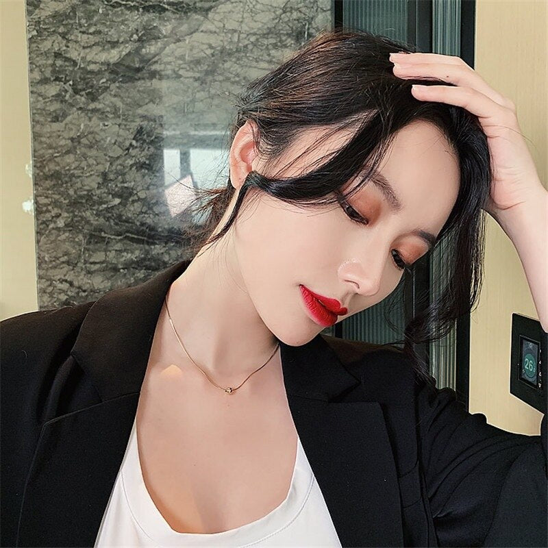 Classic Simple Ball Pendant Titanium Steel Short Necklace For Woman Korean Jewelry Girl&#39;s Accessories Clavicle Chain