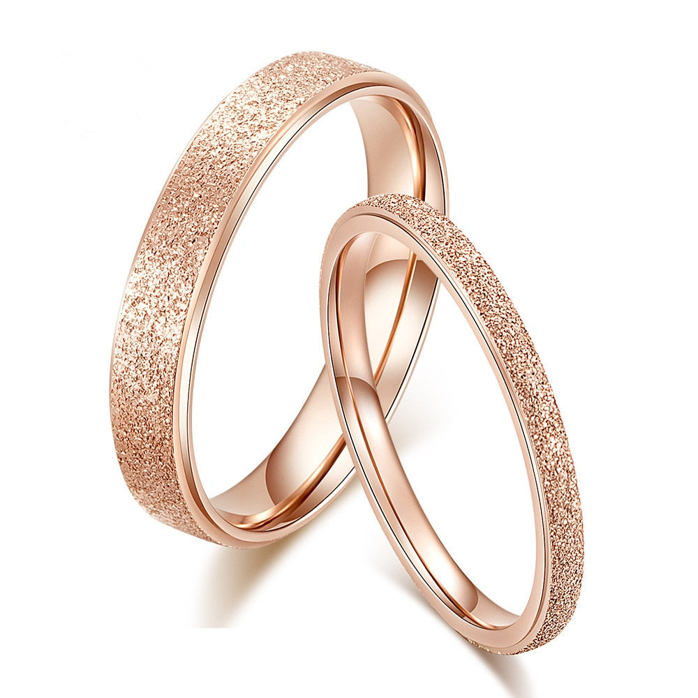 Classic Simple matte Narrow/Wide Rings Stainless Steel for Women Trendy ring Rose Gold Color Wedding Band Jewelry gift ZK30