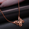 Classic Simulation Butterfly 14K Rose Gold Necklace for Women Fine Jewelry Neck Accessories European American Style Geometric