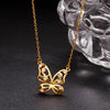 Classic Simulation Butterfly 14K Rose Gold Necklace for Women Fine Jewelry Neck Accessories European American Style Geometric