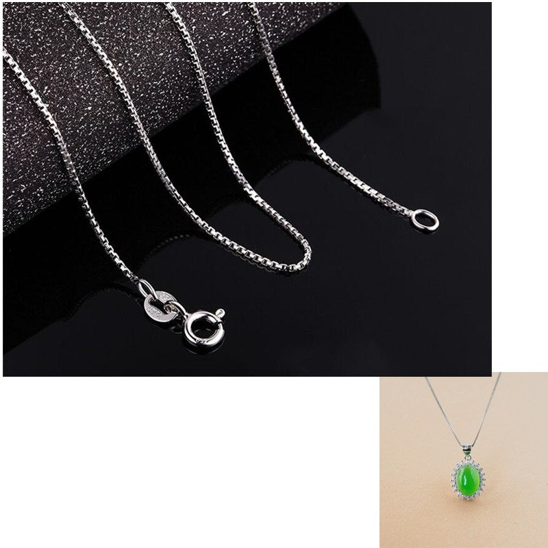Classic Style Green Gem Oval Bead Pendant Necklace For Women Wedding Silver 925 Jewelry Engagement Gift Pendant Accessories