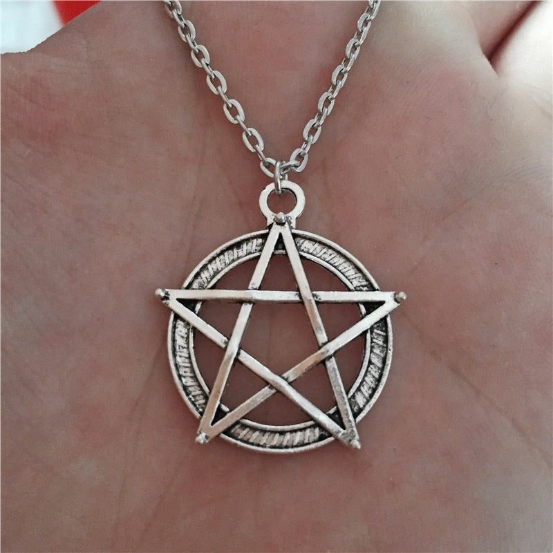 Classic Supernature Star Collier Femme Retro Bronze Silver Pentacle Pentagram Pendant Necklace for Women Men Punk Stars Jewelry