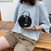Classic Texture Mini Round Tote Shoulder Bag Delicate Creative Design Retro PU Leather Women Chain Circle Messenger Purse