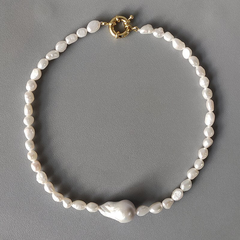 Classic Trendy Baroque Freshwater Necklace Give Women  Real Natural Pearl Jewelry Choker 2022 collier