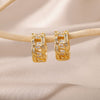 Classic Zircon Hoop Earrings For Women Gold Color Stainless Steel Koeran Earrings 2023 Trend Wedding Jewerly pendientes mujer