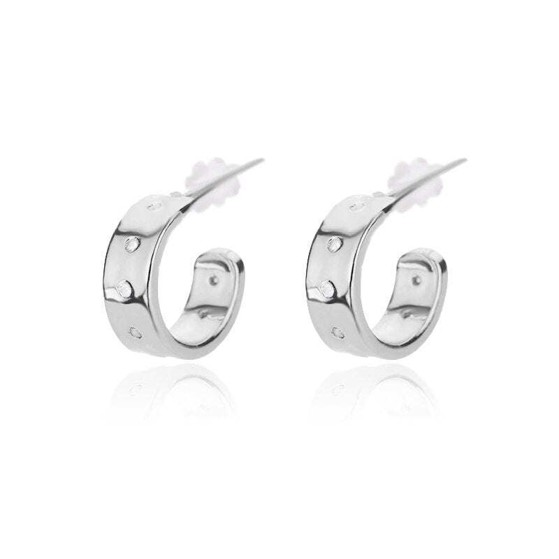 Classic Zircon Hoop Earrings For Women Gold Color Stainless Steel Koeran Earrings 2023 Trend Wedding Jewerly pendientes mujer