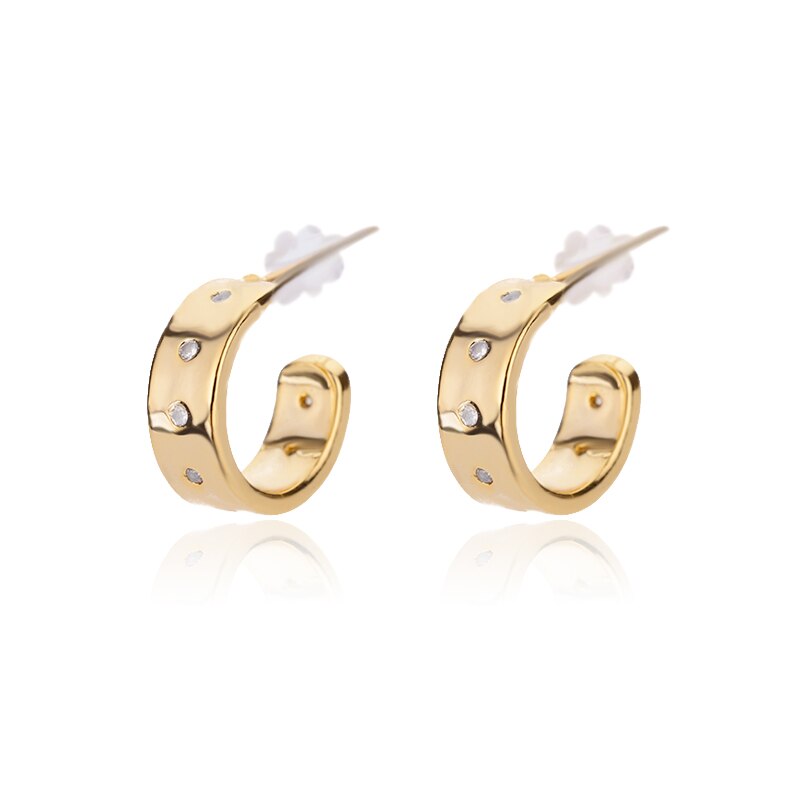 Classic Zircon Hoop Earrings For Women Gold Color Stainless Steel Koeran Earrings 2023 Trend Wedding Jewerly pendientes mujer