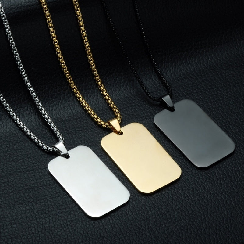 Classic and Simple Selling Military Brand Pendant Smooth Plate Hanging Tag Dog Tag Men's Retro Necklace Accessories