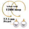 Classic career women hook earring in 18k yellow or rose gold DIY hoop removable dangle pearl pendant unique DIY earrings