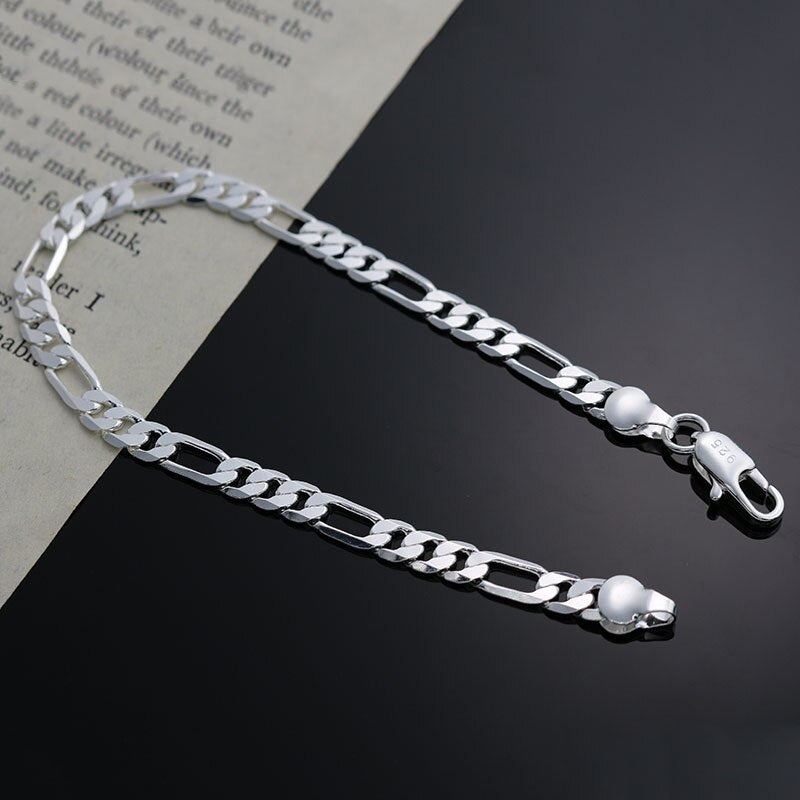Classic charms 4MM sideways chain 925 sterling silver Bracelet for woman jewelry wedding accessories party gifts
