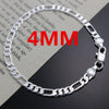 Classic charms 4MM sideways chain 925 sterling silver Bracelet for woman jewelry wedding accessories party gifts