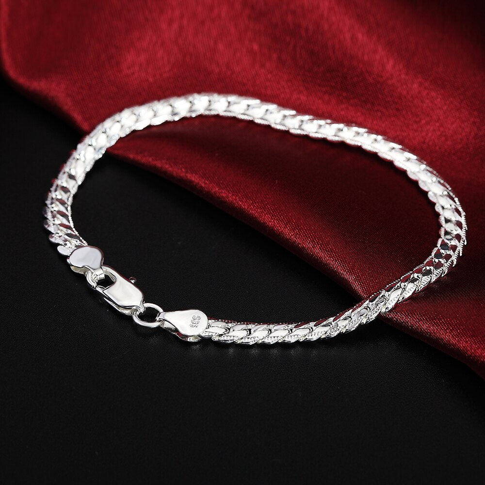 Classic charms 5MM sideways chain 925 sterling silver Bracelets for man women  jewelry Wedding party gifts