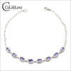 Classic silver tanzanite bracelet for wedding 8pcs 3 mm * 5 mm natural VS grade tanzanite bracelet 925 sterling silver tanzanite