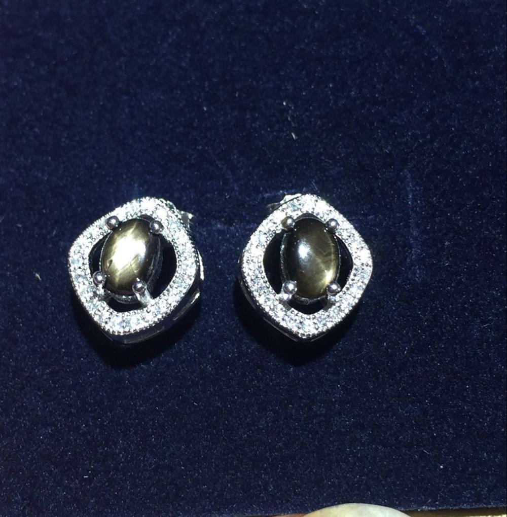 Classic sterling silver sapphire earrings 100% natural blue sapphire stud earrings for woman real 925 sterling fashion jewelry