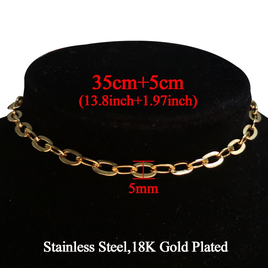 Clavicle Chain Linked Neck Necklaces for Women GIft Minimalist Gold Color Stainless Steel Choker Necklace Jewelry 2021
