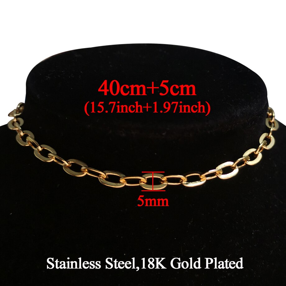 Clavicle Chain Linked Neck Necklaces for Women GIft Minimalist Gold Color Stainless Steel Choker Necklace Jewelry 2021