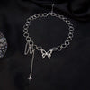 Clavicle Choker Personality Punk Butterfly Link Chain Necklace Women Necklaces 2021 Women Jewelry Hollow Circle Long Tassel