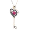 Clear Cz Key Necklace 100% 925 Sterling Silver Floating Locket Heart Key ,Sapphire Crystal Necklaces Pendant for Women Diy 53D