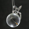 Clear Wish Glass Ball Pendant Necklace Flying Fairy Charm Dandelion Seed Transparent Time Gem Jewelry Christmas Gift For Friends