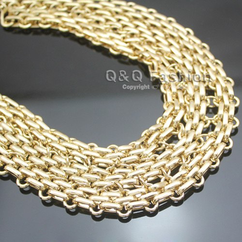 Cleopatra Gold Triple 12mm Panther Link Chain Mesh Choker Collar Bib Necklace Jewelry 2020 New