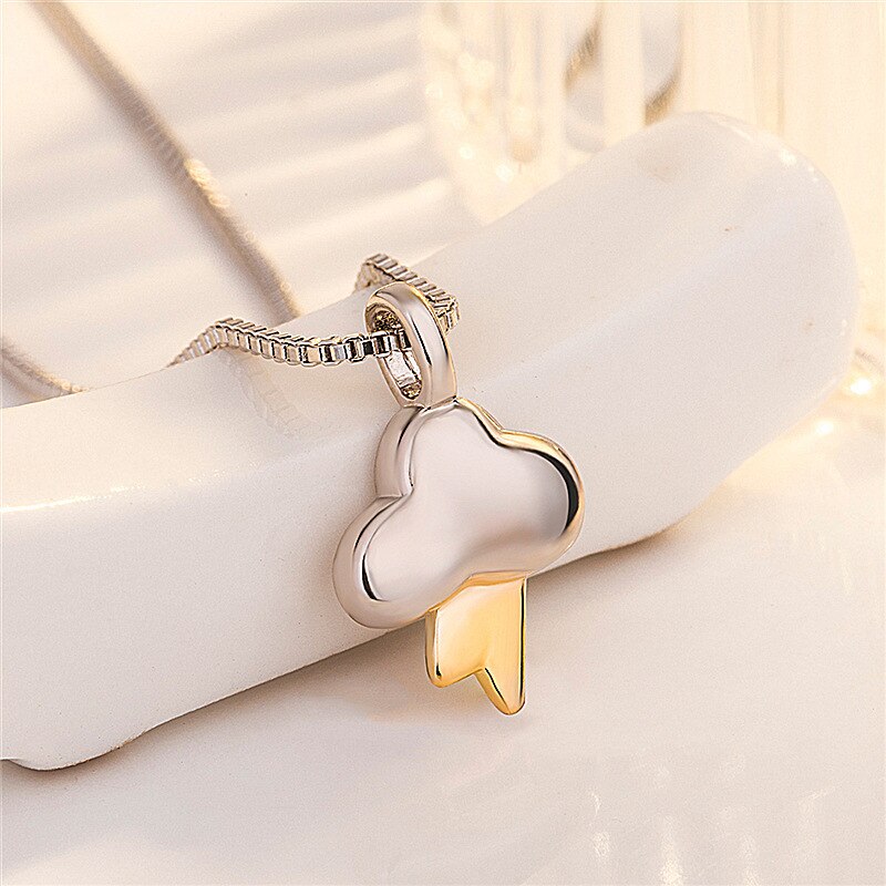 Cloud and Lightning Necklace For Women Gold Color Box Chain Necklace Stainless Steel Jewelry Friend Christmas Gift collares