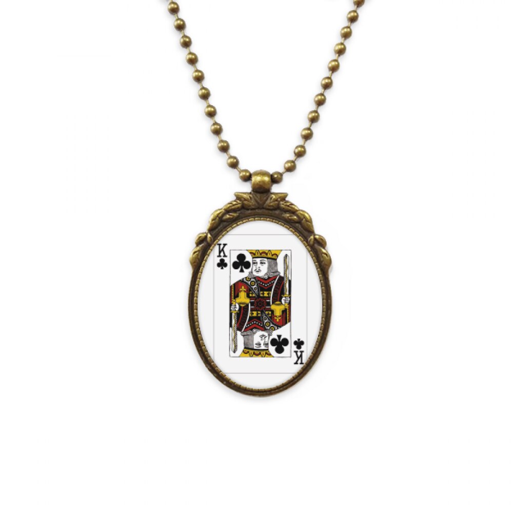 Club K Playing Cards Pattern Antique Necklace Vintage Bead Pendant Keychain