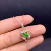 CoLife Jewelry Vintage Gemstone Pendant for Daily Wear 4mm Natural Chrome Diopside Necklace Pendant 925 Silver Gemstone Jewelry