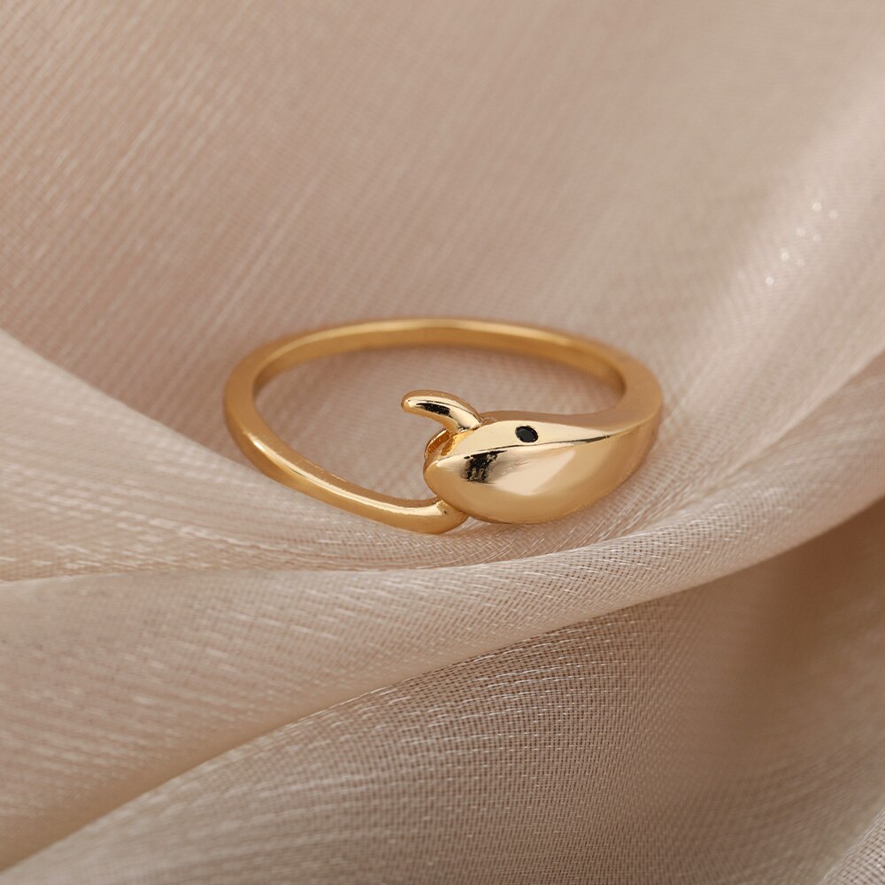 Cobra Snake Rings For Women Men Stainless Steel Gold Color Retro Finger Ring Classic Aesthetic Jewelry Couple Gift bague