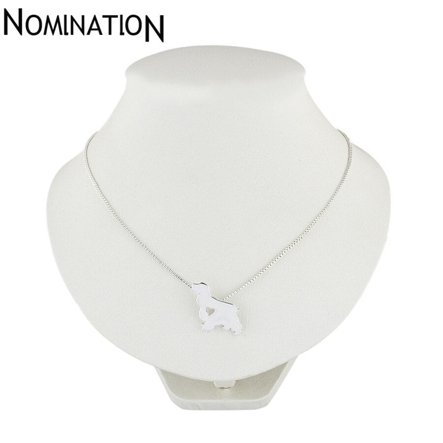 Cocker Spaniel dog necklace animal pendant jewelry golden colors plated