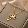 Coconut Tree Pendant Necklace For Women Stainless Steel Gold  Color Plant Necklaces 2023 Trend Couple Jewelry collares