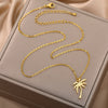 Coconut Tree Pendant Necklace For Women Stainless Steel Gold  Color Plant Necklaces 2023 Trend Couple Jewelry collares