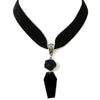 Coffin Choker Necklace, Black Rose, Black Velvet, Gothic Victorian, Alternative Jewelry