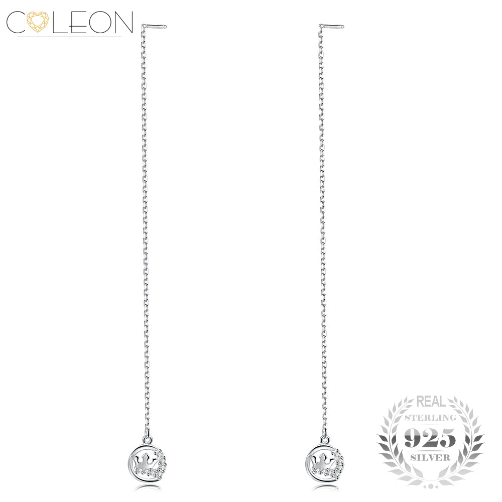 Classic Cross Drop Earrings 925 Sterling Silver Long Chain Dangling Earring Fine Gem Stones Gift Jewelry for Women Girls