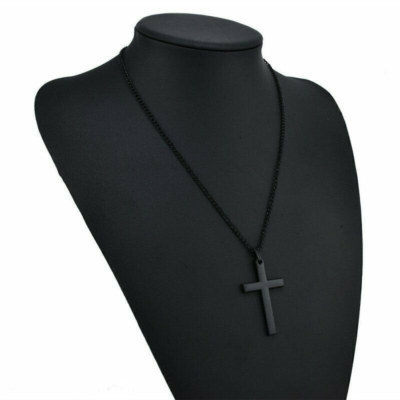 Colgante cruzado Vintage de aleación de Zinc para hombre y mujer, gargantilla de cadena negra clásica Punk, joyería