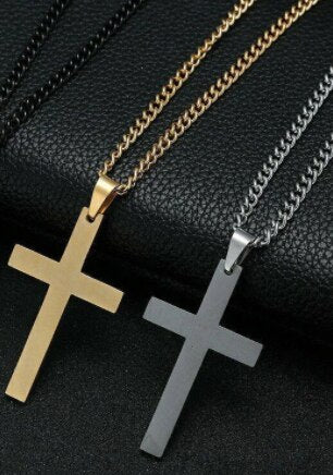 Colgante cruzado Vintage de aleación de Zinc para hombre y mujer, gargantilla de cadena negra clásica Punk, joyería