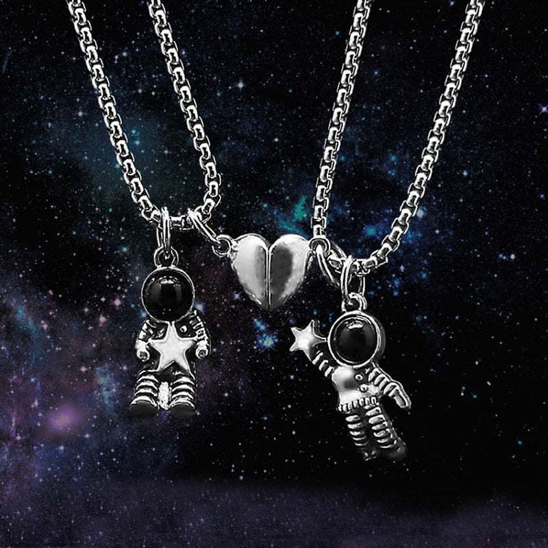 Colgante de astronauta para parejas, collar magnético, joyería de amistad, regalos de San Valentín