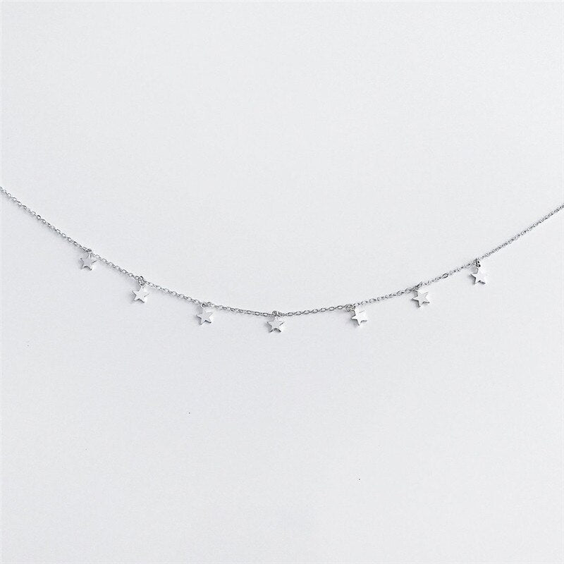 Colgante de estrella para Collar de clavícula para mujer, gargantilla de Metal de Color dorado y plateado, joyería para el cuello
